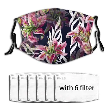 

Windproof Breathable Anti Haze Unisex Face Mask Lilies Flowers Protective Mask Anti Haze Dust Dustproof Mouth Mask