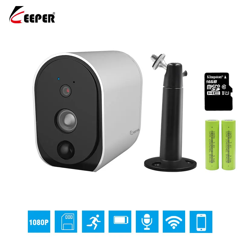 Беспроводная IP-камера KEEPER с поддержкой Wi-Fi 1080p две батареи макс. 32 ГБ локальная
