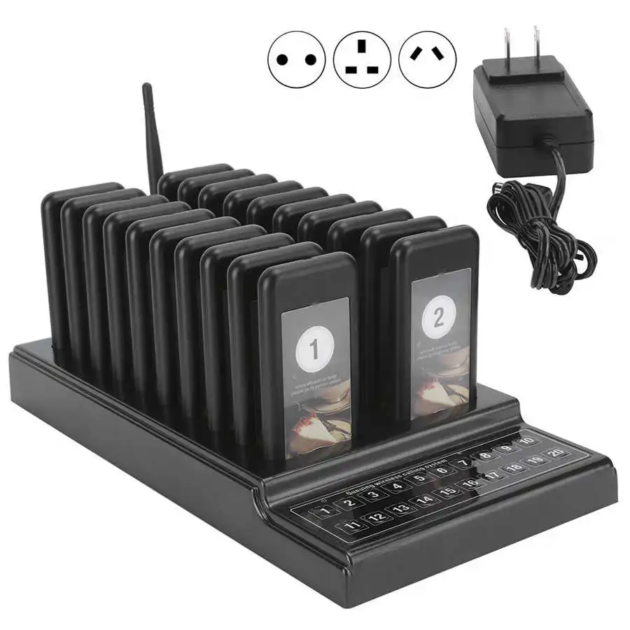 

SU-68G Restaurant Pager Wireless Calling System With 20 Receivers Queue System Bulit In Antenna For Coffee Shop Nurse Clinic