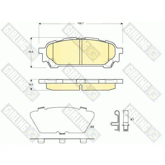 Колодки тормозные SUBARU IMPREZA 2.0 11.02- задние GIRLING 61339