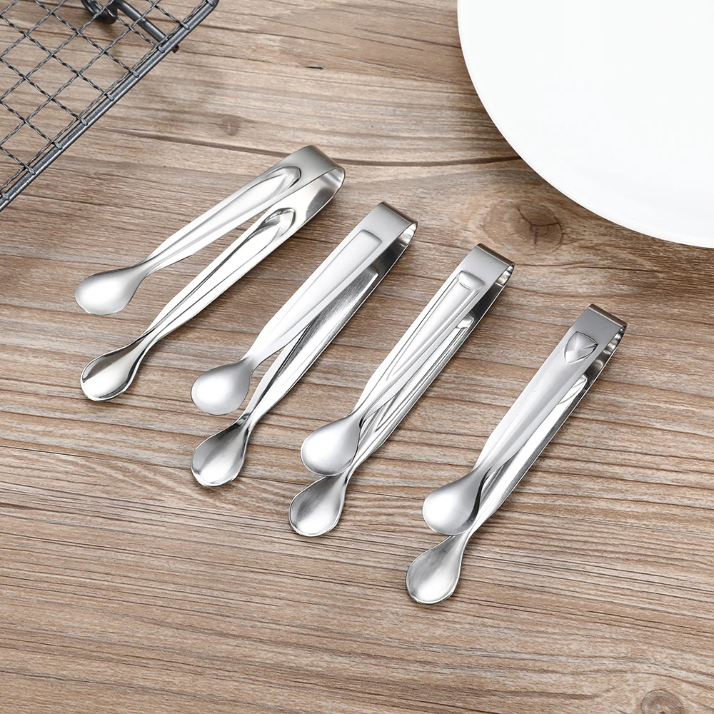 4pc Coffee Sugar Clip Stainless Steel Tweezer Mini Clamp Tong Clips Coffee Tea Clips Hot Kitchen Bar Tool Barbecue Food Clip