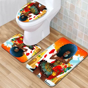 

African Women's Bathroom Mat Three-Piece Bathroom Carpet Toilet Mat Set Door Mat Bathroom Non-Slip Mat Spot