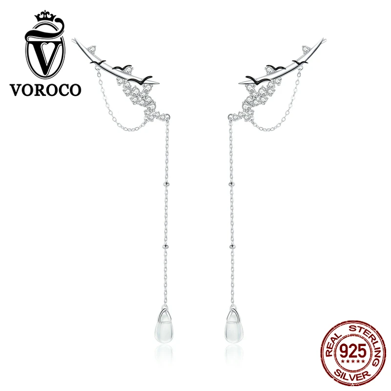 

VOROCO 2020 925 Sterling SilverLandscape Painting Elgant Earrings for artistic conception Ear Pins Lady Fashion Jewelry BNE430