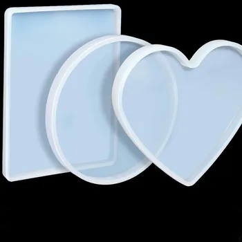 

Oversized Resin Mold Transparent Flexible Epoxy Silicone Molds include Round Rectangle Heart Shaped Coaster Decorative mould