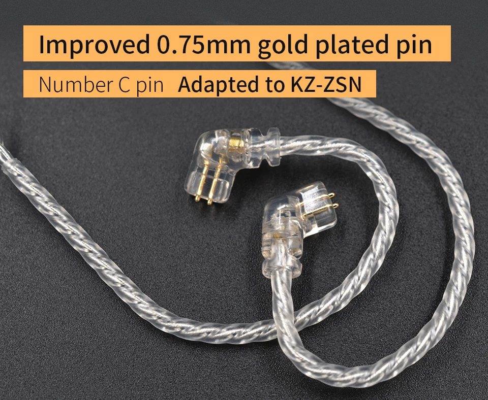 KZ посеребренный обновленный кабель для наушников 2pin позолоченный 0,75 мм высококислородный медный кабель для KZ ZSN zsn pro ZS10 PRO kb10