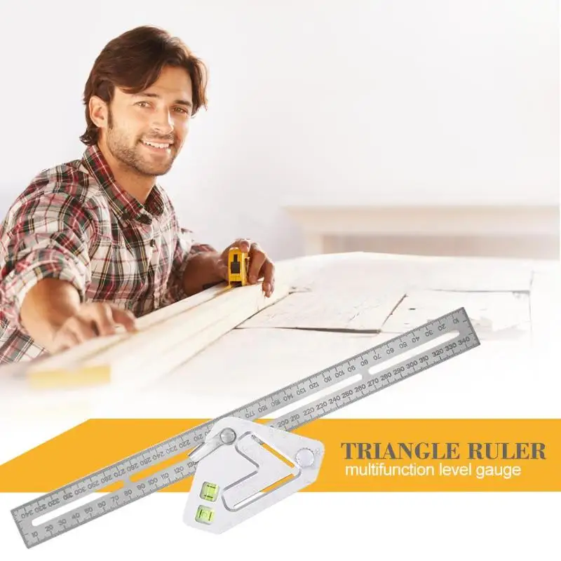  Multi-function Angle Ruler Triangle Woodworking Combination Square Ruler Aluminum Alloy 350mm/13.78