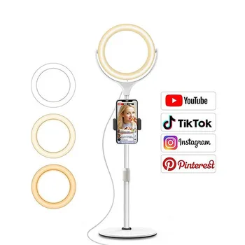 

Universal Selfie Ring Light with Flexible Mobile Phone Holder Lazy Bracket Desk Lamp LED Light for Live Stream Office Holder