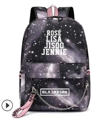Школьные сумки, черный, розовый Mochila, дорожные сумки, рюкзак для ноутбука с цепочкой, USB порт, Kopo, BlackPink Rose Lisa JENNIE, USB рюкзак - Цвет: 6