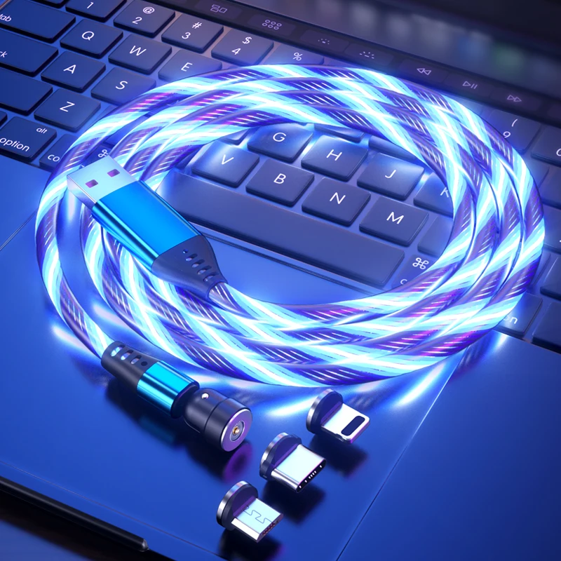 AUFU-Cable USB magnético de carga de luz LED, Cable magnético tipo C, Micro cargador para iPhone, Huawei y Samsung - Imagen 5