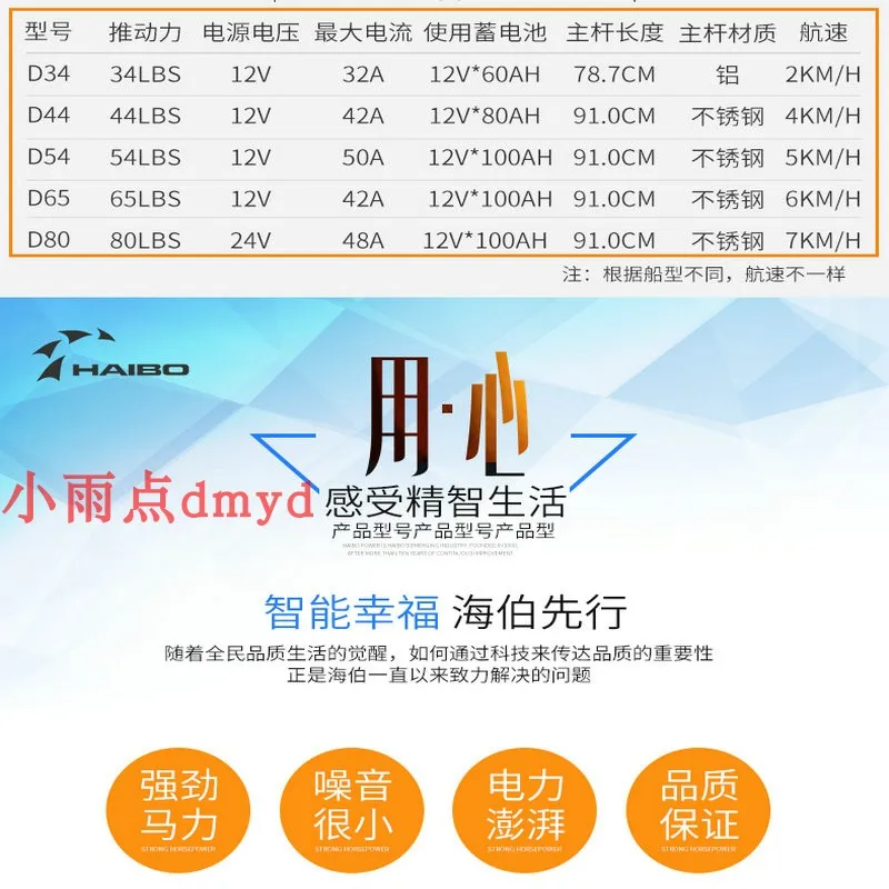 Flash Deal For Haibo electric ship, D80D65D54D44D34 propeller fishing boat motor boat hanging paddle machine 12v24v 2