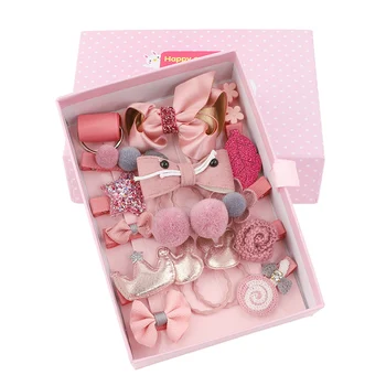 

Kids Children Hair Accessories Hairpins Barrettes Baby Fabric Bow Flower Princess Hair Clip Girls Elastic Hair Bands Ties in Box