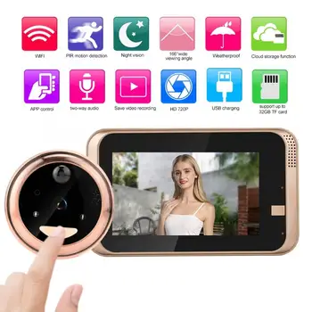 

4.3 Inch 720P HD Wireless WIFI Video Doorbell Door Viewer Camera Kit PIR Motion Detection Camera Doorbell