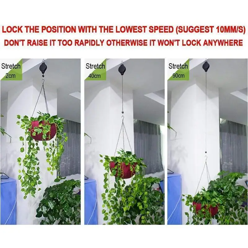 NEW Plant Pulley Set Retractable Pulley Plant Hook Plant Hanger Decor Courtyard Garden Hanging Flower Pot Hanging Basket