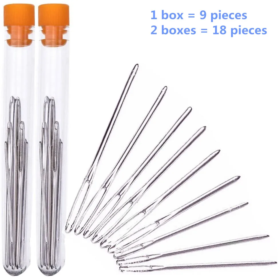 1Box(9Pcs) Large Eye Blunt Needle Darning Needles Set Steel Hand Sewing  Needles with Transparent Bottle 3 Sizes - AliExpress