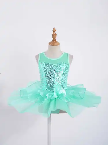 Child Tutu Ballet Dress Girls Ballerina Tulle Costume Sequins Mesh Splice Bowknot on Waist Gymnastics Leotard Kids Dancewear - Image 4