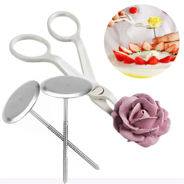 3Db/1Pc Csővezeték Virág Olló+Köröm Jegesedés Sütő Sütemény Díszítő Cupcake Tészta Szerszámok Olló Köröm Dekoráció Készlet Konyhai Kiegészítők