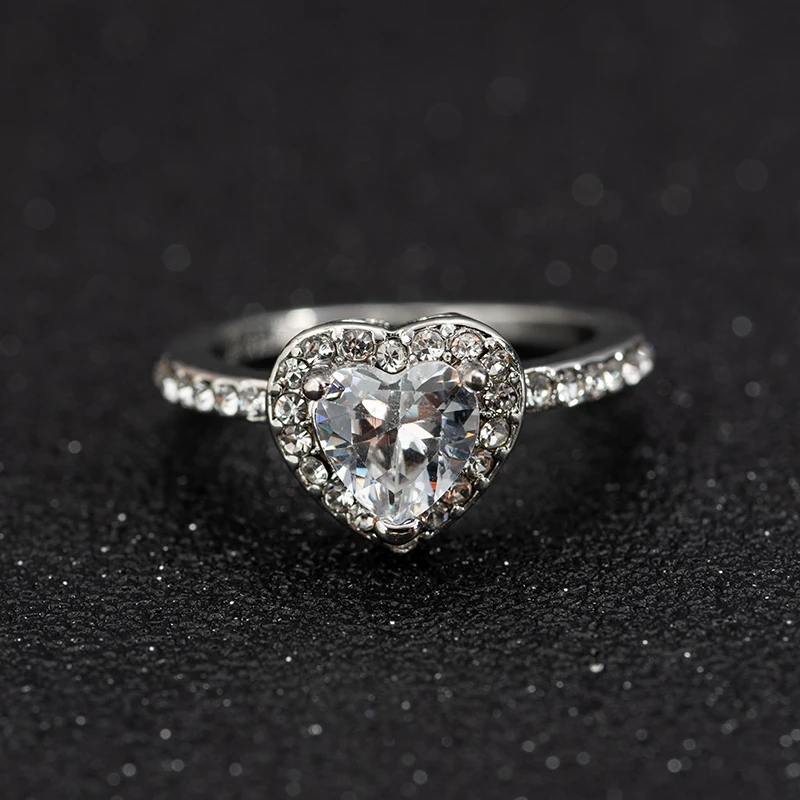 Fashion Crystal Heart Shaped Wedding Rings For Women Rose Gold Ladies Engagement wedding rings