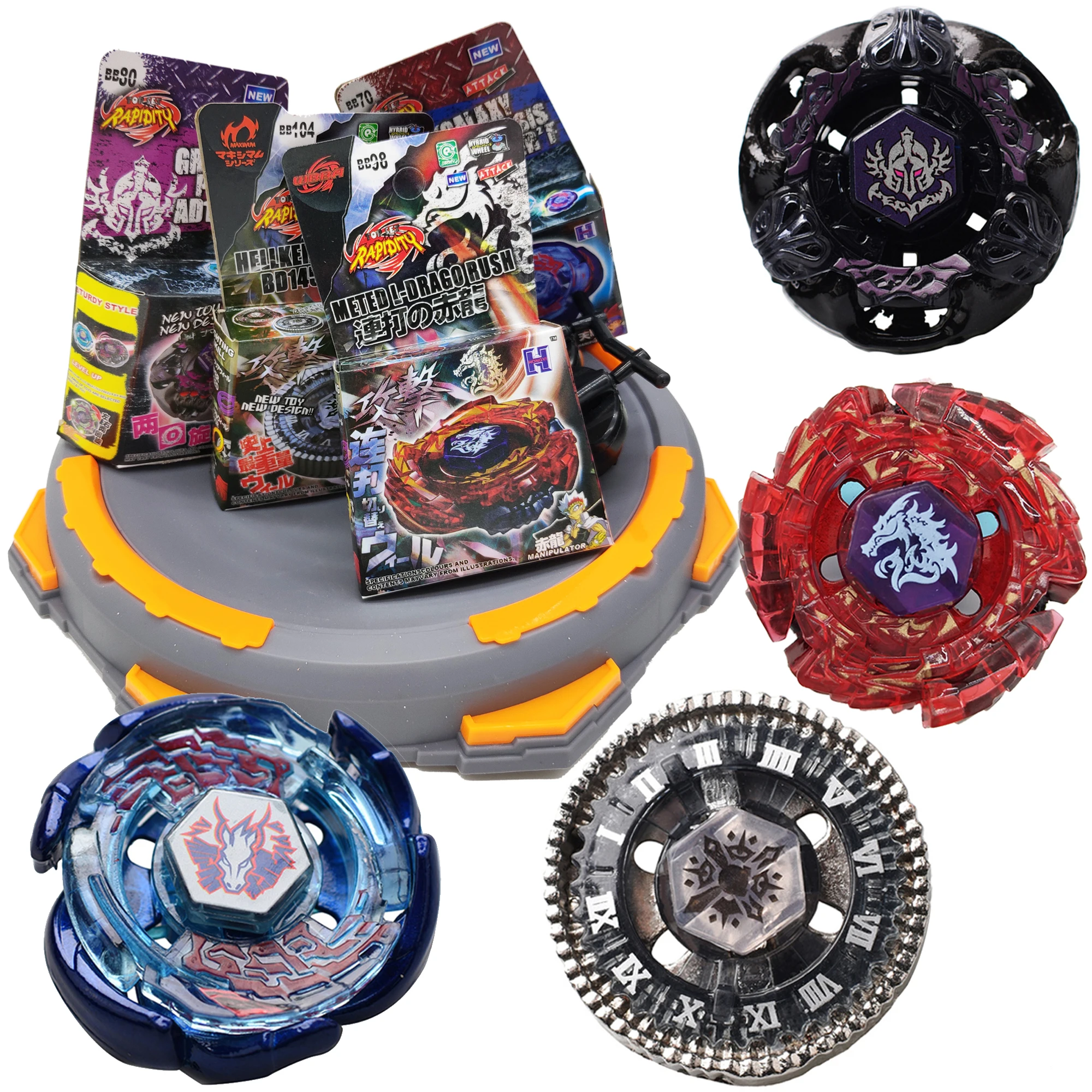 

Mksafn Metal Fusion Blades Battle Fury Master 4D Gyro Spinning Classic Top Gyro Toys with 2pcs String Launcher Stadium Arena Set