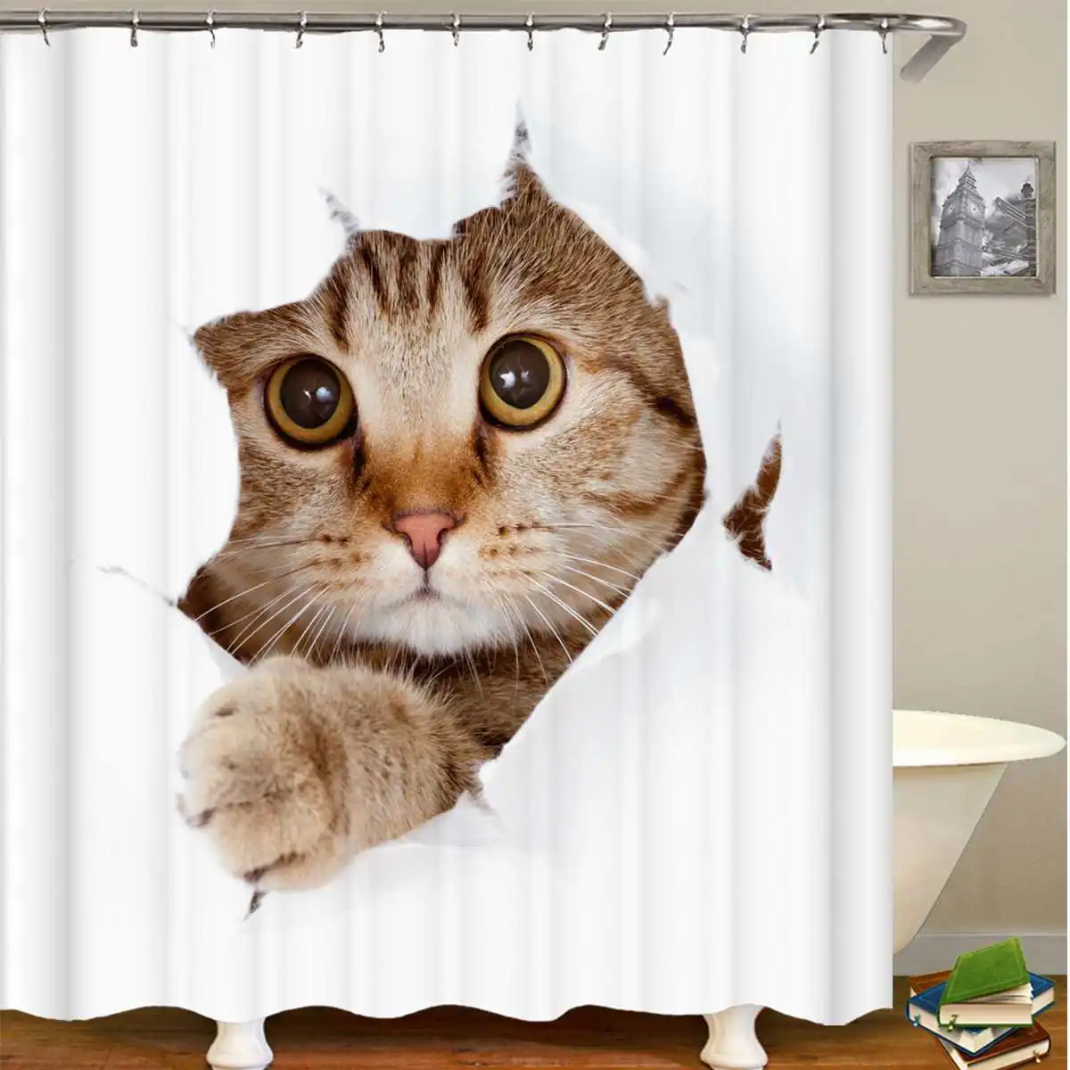 3D принт кошки занавеска для душа мультфильм животное полиэфирный коврик для ванной набор занавеска ванная комната противоскользящая подставка коврик крышка Туалет крышка