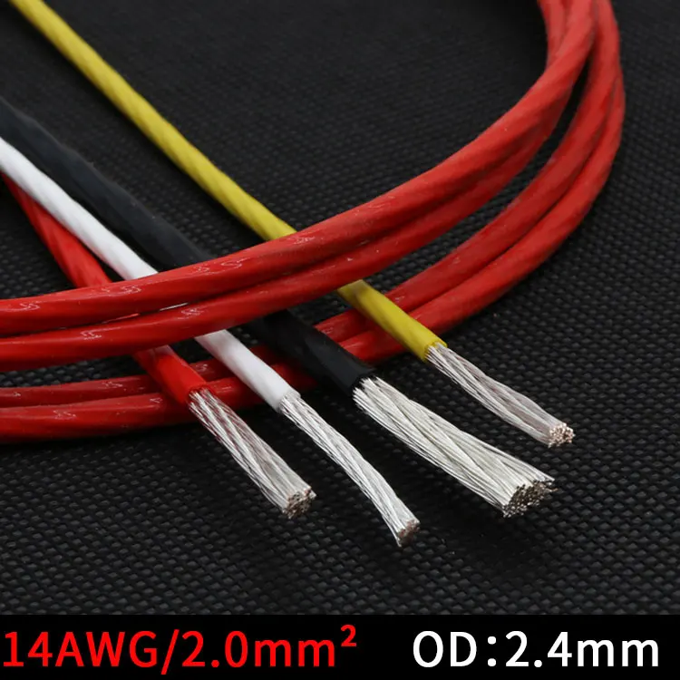14AWG ПТФЭ посеребренный провод OD 2 4 мм изолированный высокотемпературный мягкий