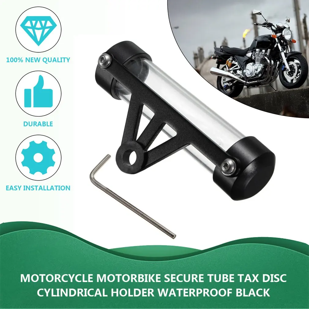 Newest Motorcycle Motorbike Tube Tax Disc Cylindrical Holder Frame with Screwdriver Waterproof Real Motorcycle Accessories