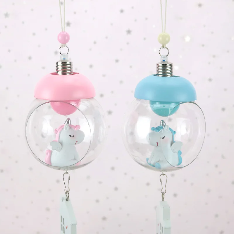 Cute Unicorn Small Night Lamp Wind Chime Light Included Bell Home Decoration Crafts Students Gift INS Hot Selling