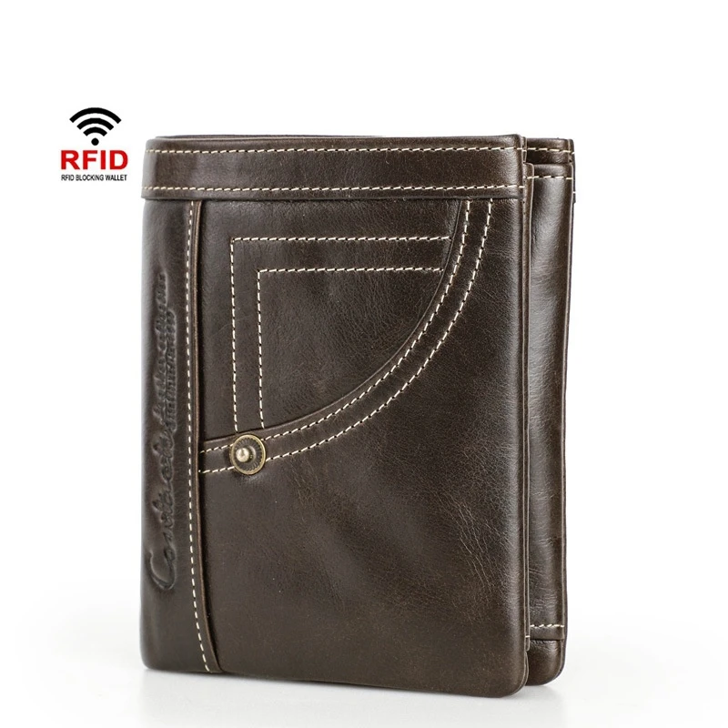 

Genuine Leather Men Wallets RFID Anti-theft Purse Fashion High Quality Card Holder Classic Male Purse Zipper Brand Wallet