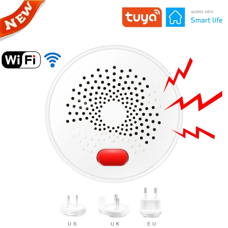 Tuya WiFi inteligente Detector de Gas Combustible de GAS LPG Sensor de fugas de alarma Detector de seguridad de vida inteligente aplicación de Control inteligente a casa a salvo