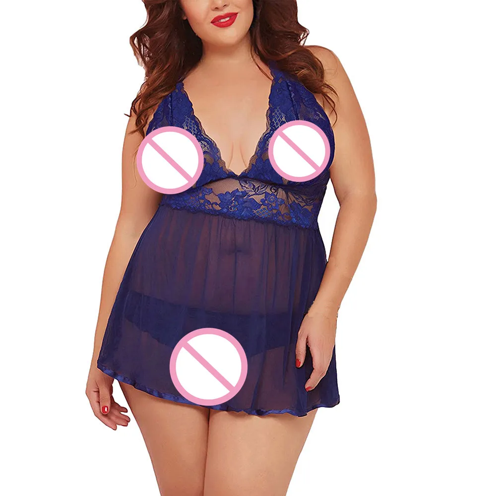 Горячее женское нижнее белье размера плюс с открытой спиной кружевное Babydoll