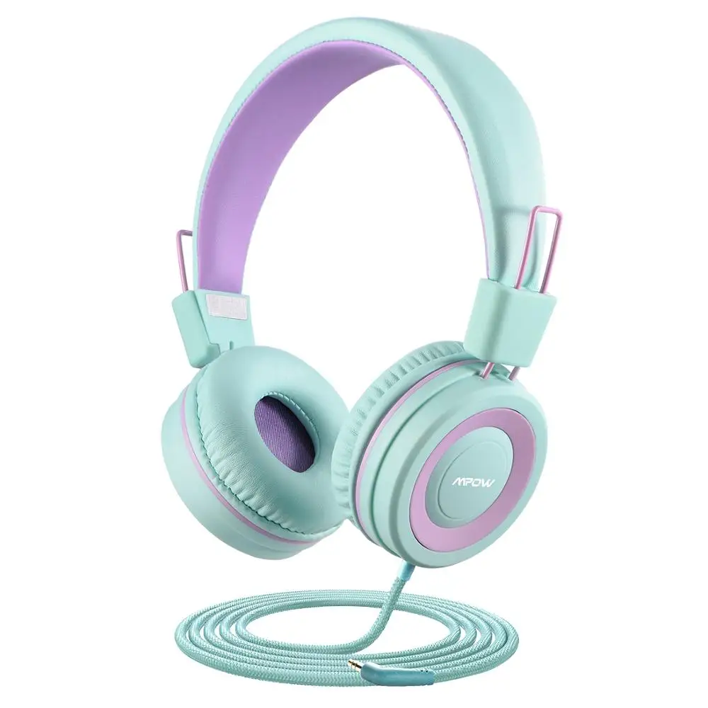 Green Kids Headphone Mpow CH8 детские наушники Проводная гарнитура складная 91dB объем ограничен Защита слуха детские наушники для подростков девочек мальчиков - Цвет: Green Kids Headphone