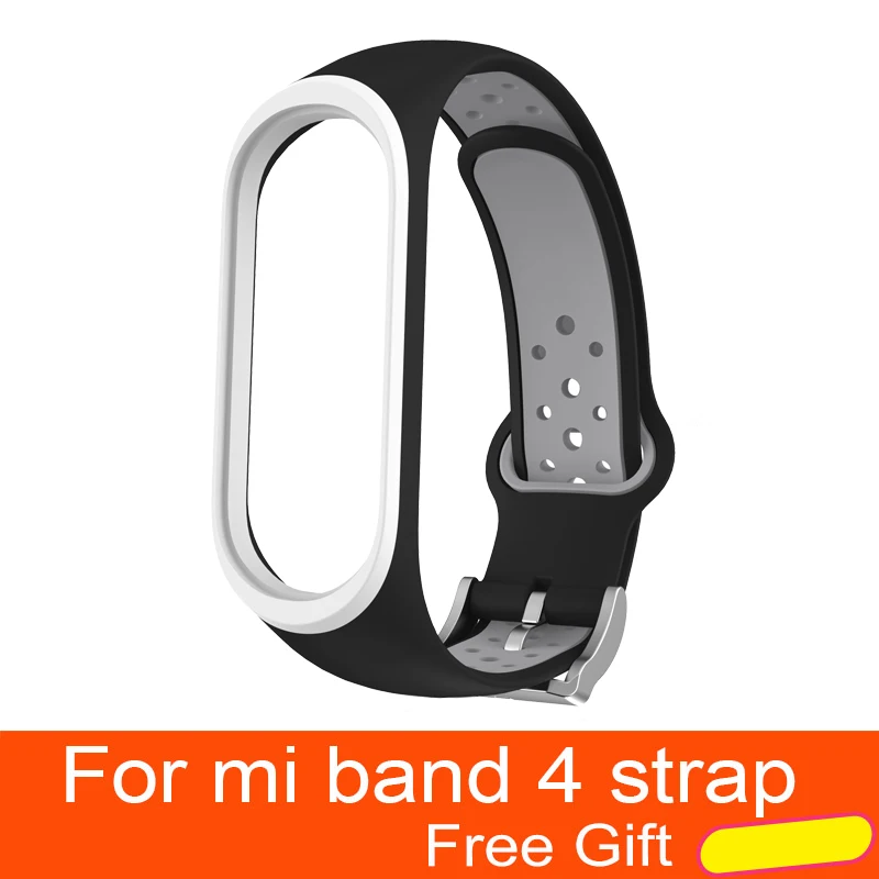 Для Xiaomi mi Band 4 ремешок Смарт аксессуары Замена водонепроницаемый двойной цвет силиконовый браслет для mi Band 4 NFC ремешок - Цвет: Black-gray