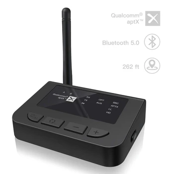 

Bluetooth 5.0 Long Range Aptx HD Low Latency SPDIF Optical Toslink RCA Aux 3.5mm TV Transmitter Receiver Wireless A2DP Adapter