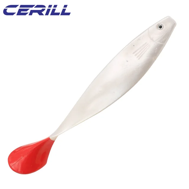 Cerill 1 PC 235mm 70g Soft Fishing Lure Vivid T Tailed Silicone Fishing Bait Swimming Paddle Tail Pike Bass Saltwater Swimbait Color 1