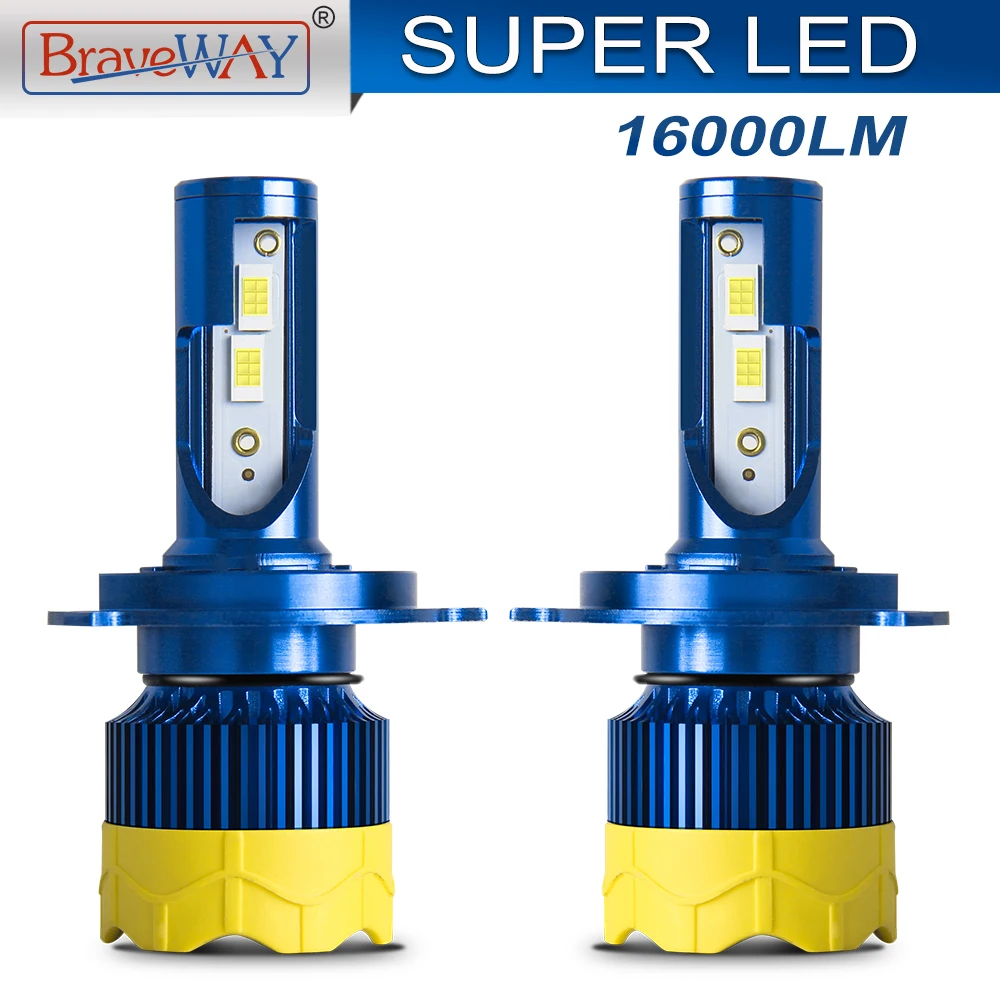 

BraveWay H7 LED Canbus Car Headlight H4 Hi-Lo Lamps for Motorcycle 6000K White Automotive Lights No Error Front Headlamp 12V 24V