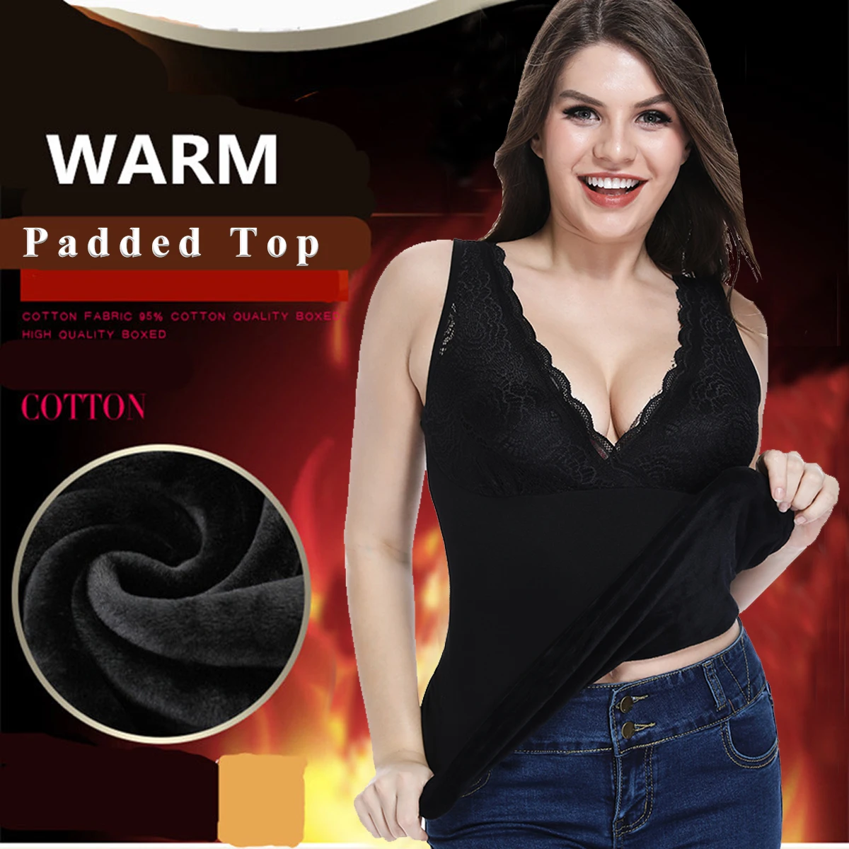 

New Lace Thermal Padded Shirt Crop Top Sexy Women Thick Velvet Vest Warm Tank Tops Slim Body Sculpting Underwear Shirts Winter