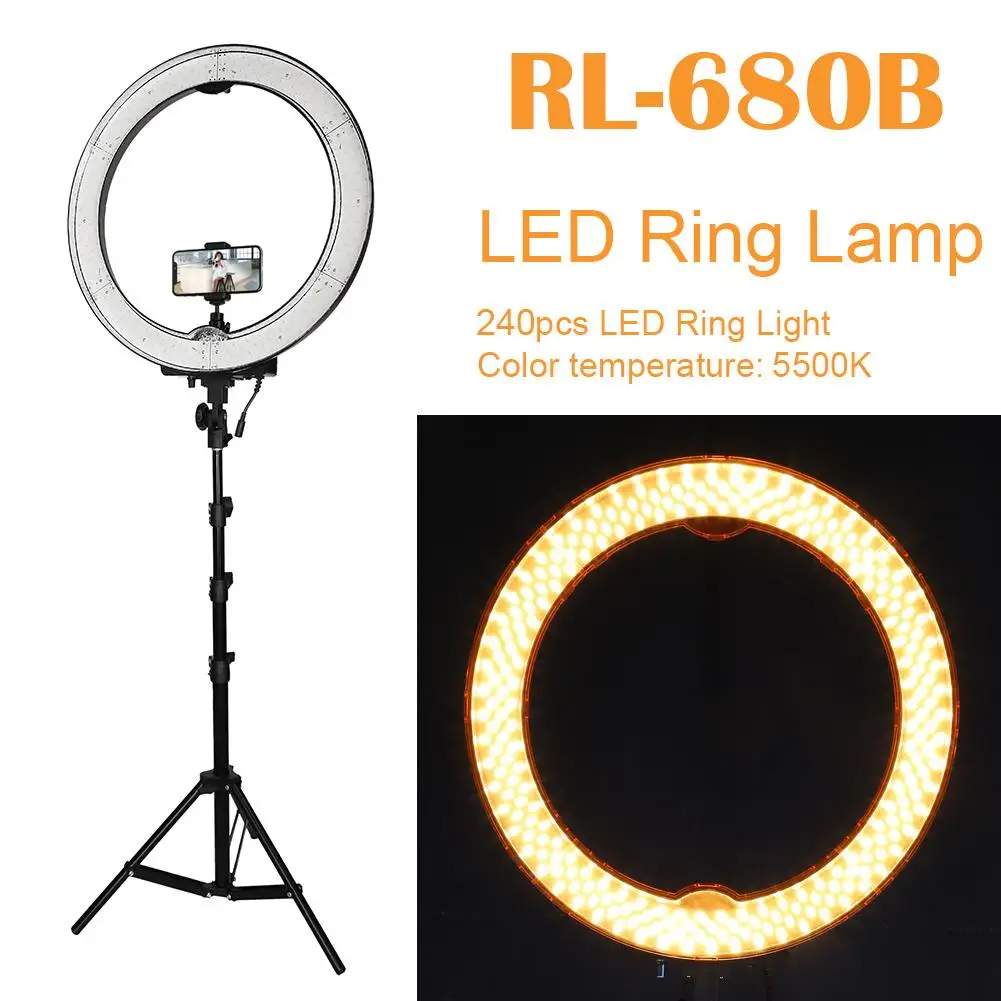 

ALLOET Camera Photo Photography Studio Phone Video 55W 240LED Ring Light 48cm 18" Dimmable Live Fill Ring Lamp With 200cm Tripod