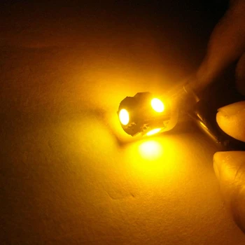 

1Pc T11 BA9S 5050 5-SMD LED Bulb Car Lamp 12V T4W 3886X H6W 363 Yellow Light