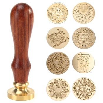 

Replace Copper Head Hobby Tools Sets Wax Seal Antique Sealing Wax Stamp Wood Handle DIY Envelope Wedding Invitations