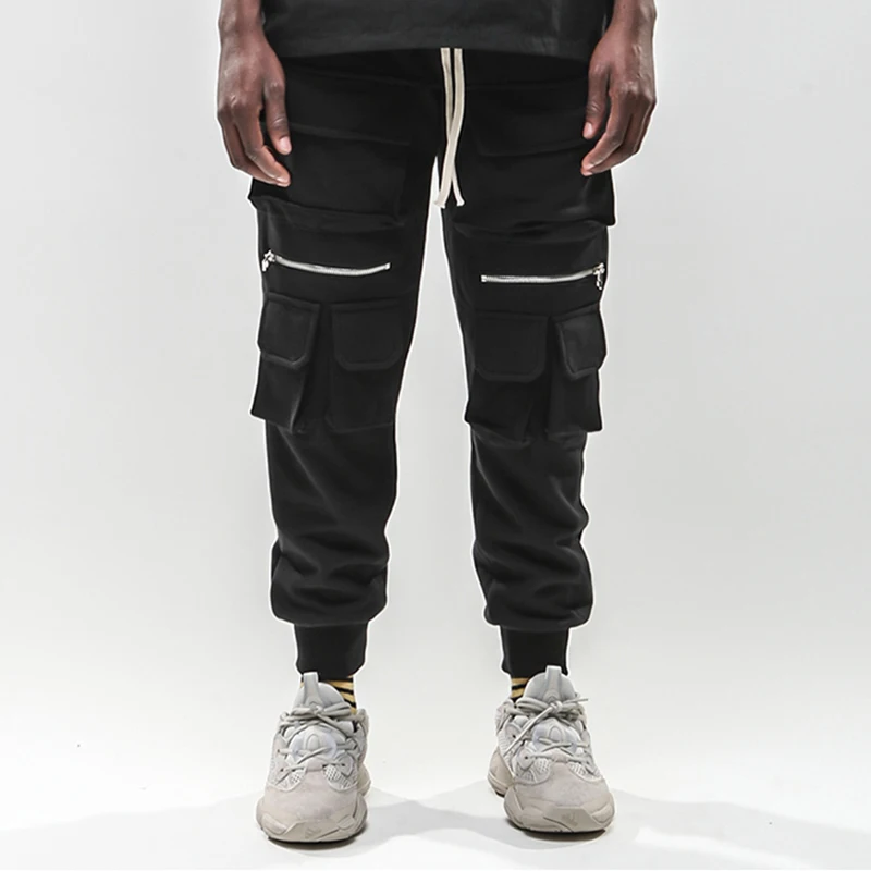 April MOMO мужские хип-бедра брюки карго мульти карманы SweatPant Уличная Брюки в стиле Харадзюку джоггеры спортивные брюки черные хипстерские
