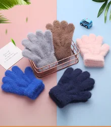 New plush knitted gloves for fall/Winter 2021 For men and women Solid fleece and thick children's gloves