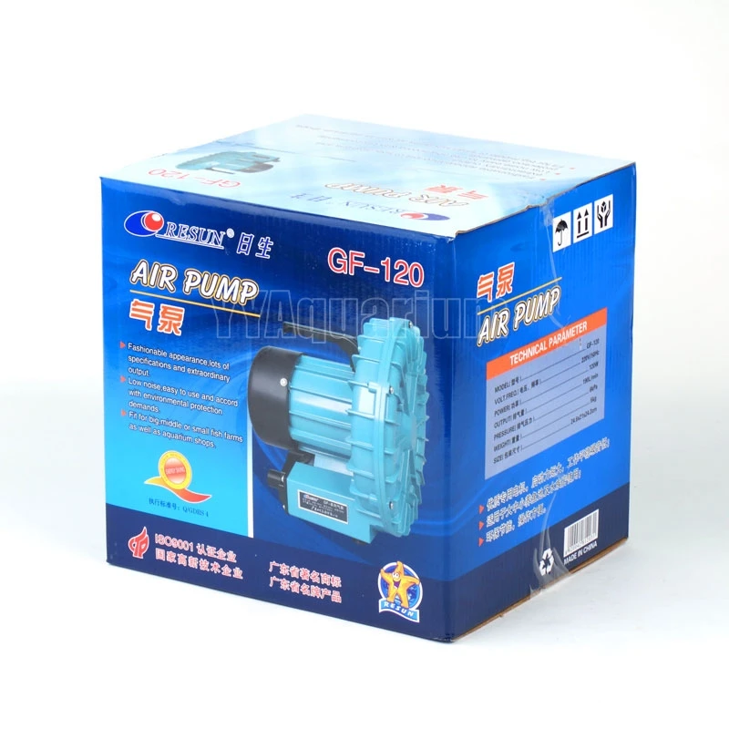 Resun# GF-120 воздух воздуходувки насос мощный электрический воздушный компрессор турбины для аквариума морепродуктов прудов рыбных ферм бассейн 220V 120W 190L/м