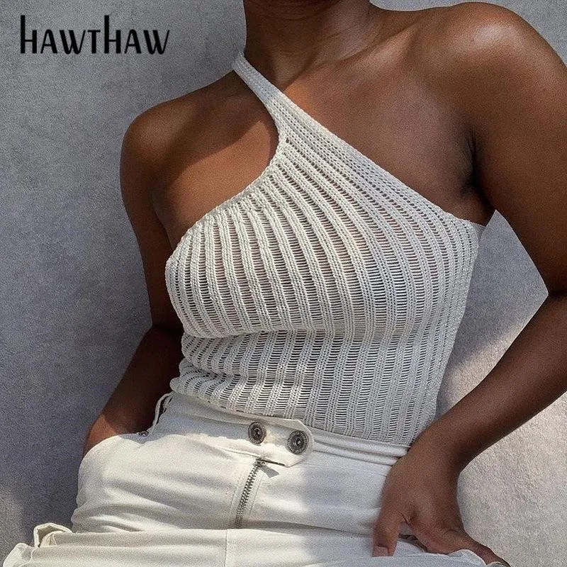 Женская Трикотажная майка Hawthaw Белая кофта на осень и зиму 2021 | одежда