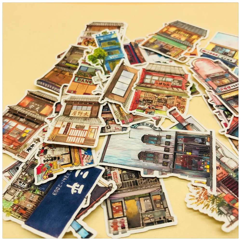 28Pcs/Pack Diary Japanese Style Building Sticker DIY Craft Scrapbooking Album Junk Journal Happy Planner Decorative Stickers