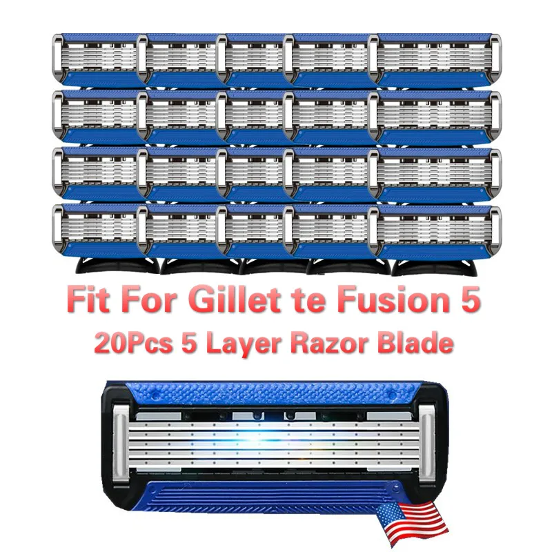 

Men's Shaver Razor Blade Machine for Shaving Blade for Gillet te Fusion 5 Layer Stainless Steel Straight Razor 20pcs/lot