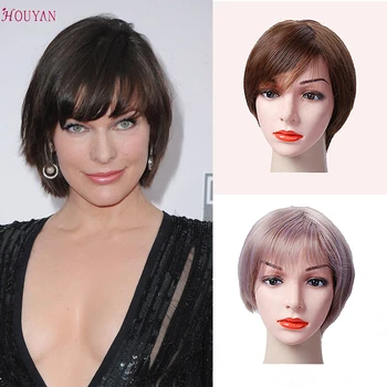 

HOUYAN Short Straight Synthetic Hair Wig for Ladies Party Wig Golden Brown 5 Colors Available Heat-Resistant