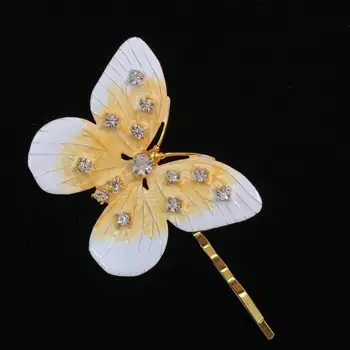 

brand J hair clips headwear golden hair clasp gradient yellow white butterfly hairpin