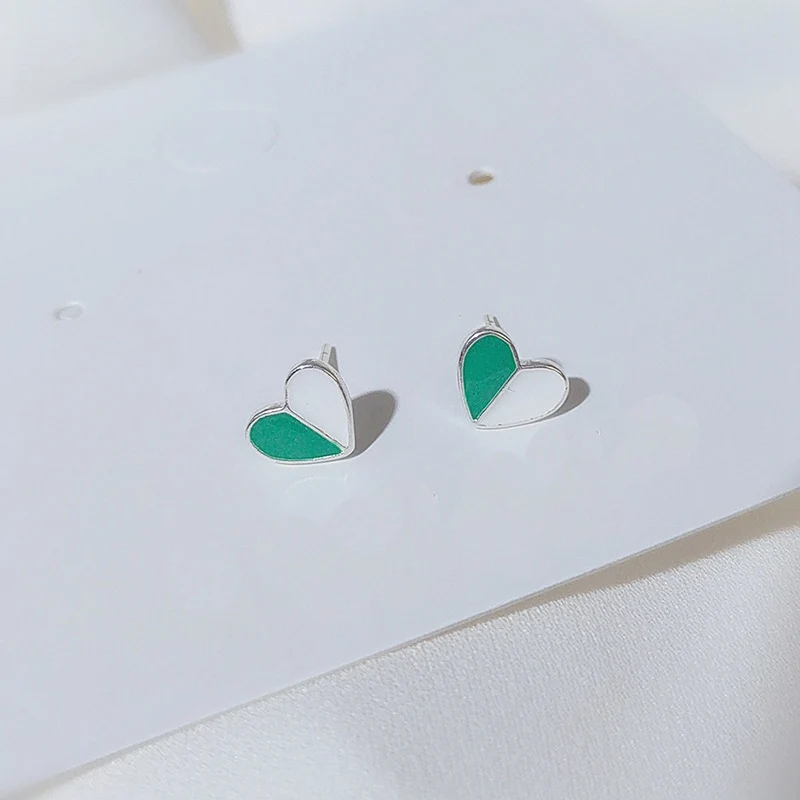 green heart Оригинальные серьги из стерлингового серебра 925 пробы простые маленькие серьги-гвоздики для женщин милые ювелирные изделия Сердце Звезда Pendientes Mujer Brincos - Окраска металла: green heart