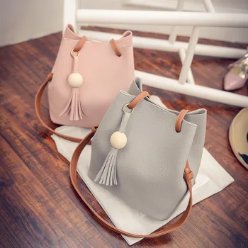 

Bag 2020 new bucket bag women's mother bag autumn fashion new tassel Portable Single Shoulder Messenger Bag