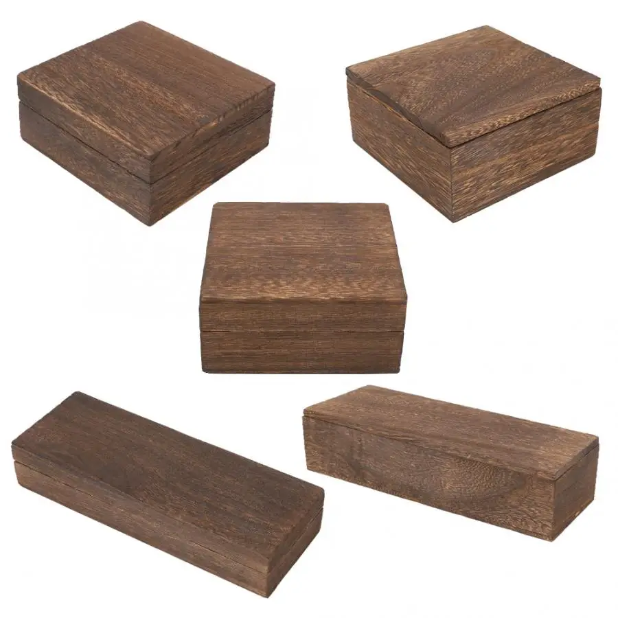 Деревянные искусственные квадратные Вощеные Чехлы для хранения ювелирных