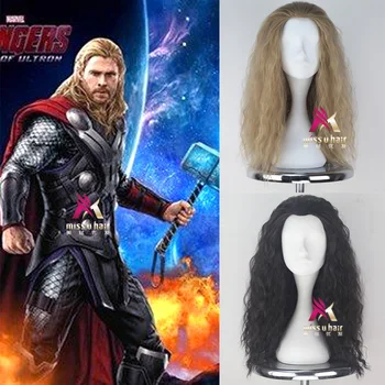 

New Movie Thor Odinson wig Play Hair The Avengers Comic Cosplay Halloween Costume Synthetic Refractory Fiber Wigs +wig cap